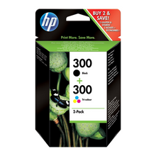 Pack de  cartouches d'encre - 1 noir et 1 couleur d'origine HP 300 - CN637EE - officepartner.fr