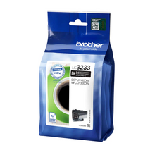 Cartouche d'encre d'origine Brother noir - LC3233BK - Cartouche d'encre LC3233BK Brother originale – Noir - Pack individuel. Imprime jusqu'à 3000 pages. Imprimantes compatibles : Brother DCP-J1100DW, MFC-J1300DW.